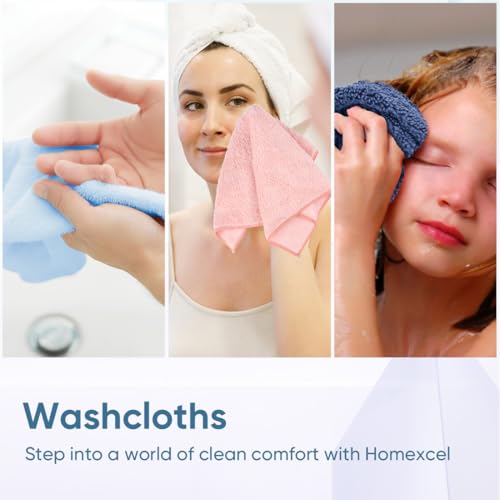 HOMEXCEL Microfiber Wash Cloths - Quick Dry, Super Absorbent