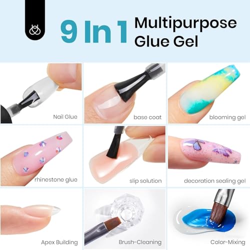 Beetles Short Almond Gel Nail Extension Kit with Mini LED Lamp & Glue
