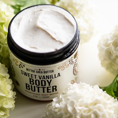 Whipped Body Butter for Women | SWEET VANILLA Body Lotion for Dry Skin | Whipped Shea Butter Body Cream | Paraben Free, Non-Greasy | Sweet Vanilla Body Butter 8 oz