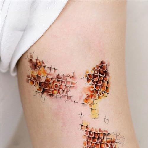 Gold Python Scale Temporary Tattoo Stickers Waterproof