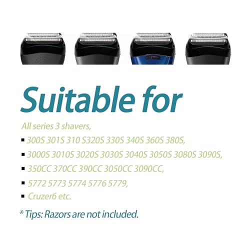 21B S3 Wet and Dry Replacement Heads for All Series 3 Electric Shavers 3040s 300s 310s 3080s Models, Compatible with Shaver Part 21B, for 21b Foil & Cutters Razor Accessories.