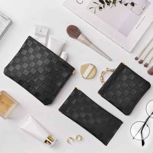 3PCS Small Makeup Bag for Purse£¬Waterproof Leather Portable Mini Makeup Bag,Snap Closure Organizer Pouch for Coin Cards Jewelry Lipstick Cosmetic Accessories£¬Small Travel Kit Storage Pouch
