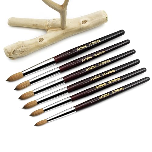 Aridito Red Wine 8# Kolinsky Acrylic Nail Brush - Round Head, Professional Manicure Tool