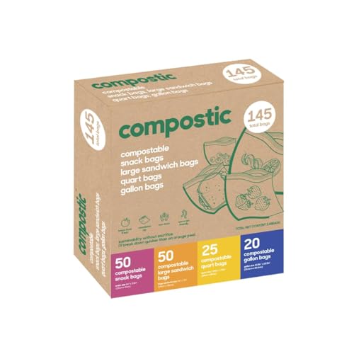 Compostic Compostable Food Storage Bags Variety Pack - 145 Count