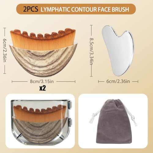 EULOGIST 2-Piece Facial Lymphatic Drainage Brush & Stainless Steel Gua Sha Set for Face & Neck