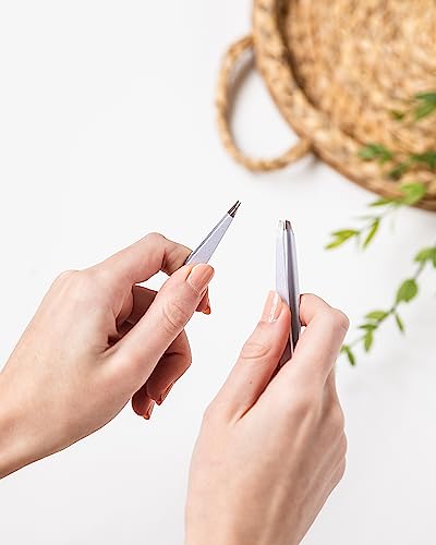 Precision Eyebrow Tweezers Set - Stainless Steel, 2 Pack