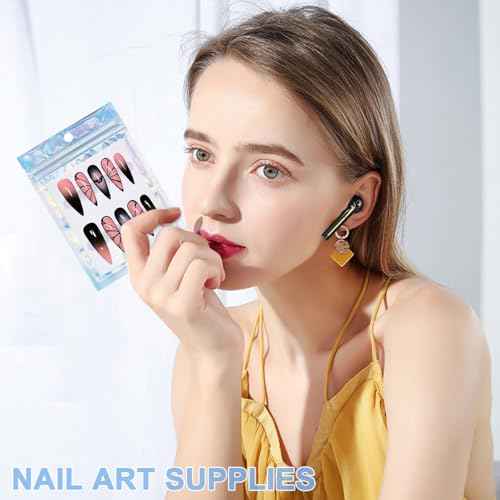 100 PCS Press On Nails Packaging Bag Holographic Nail Storage Bag and 100PCS Shiny White Pearl Card with 7 Sheets Pre-cut Nail Tape (Laser)