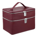 Makeup Vanity Bag for Women - Large Capacity Cosmetic Organizer with Removable Liner, Waterproof PU Leather Skincare Bag, Portable Chic Cosmetic Make Up Case for Skincare, Accessories,StyleC, Burgundy