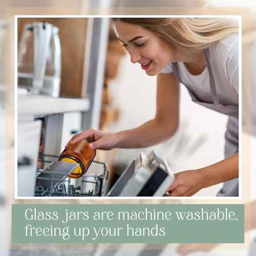 Patelai 4 oz Glass Jars with Lids, 4 Pack Amber Cosmetic Jars with Black Lids Leakproof and Dishwasher Safe for Travel Storage Makeup, Cream,Lotion,Ointments