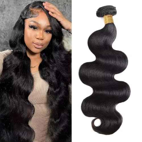 12A Human Hair Bundles 26 Inch Body Wave Bundles Human Hair 100% Unprocessed Brazilian Virgin Weave 1 Bundle for Women Natural Black Wavy Human Hair Extensions