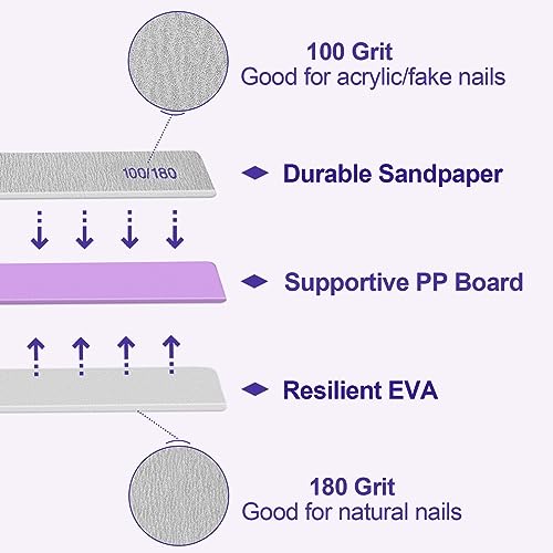 24-Pack Double-Sided Nail Files, 100/180 Grit Emery Boards
