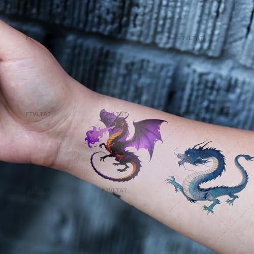 Dragon Temporary Tattoos - 36 Sheets Waterproof Fake Tattoos