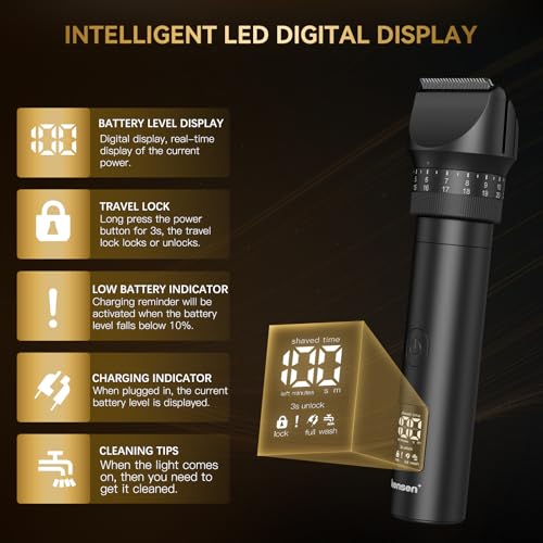 Beard Trimmer for Men - Hair Clippers with 42 Adjustable Length Settings, Professional Mens Grooming Kits Precision Trimming for Beard Facial Nose Trimmer IPX6 Waterproof LED Display Mustache Trimmer
