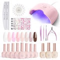 MelodySusie Gel Nail Polish Kit with UV Light P-ART06F- Popular Color Gel with Builder and Baser &Glossy Top Coat Soak Off Includes Nail Art Tools Nail Art Gift for Women & Girls