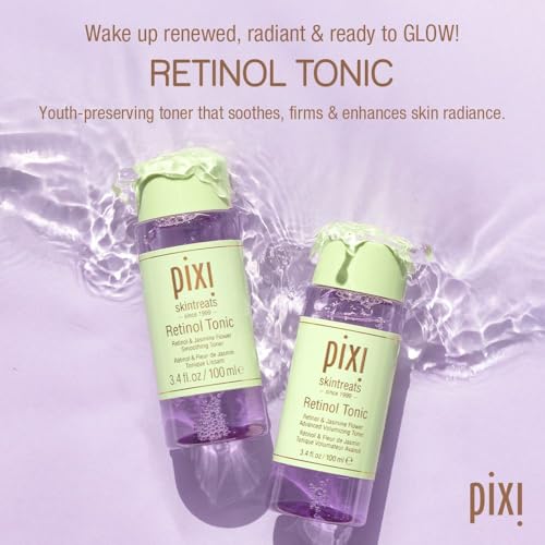 Pixi Retinol Tonic, Smoothing & Firming Facial Toner, Enhanced with Peptides to Boost Collagen Production, Alcohol-Free Daily Rejuvenating Toner, 100ml/ 3.4 fl oz