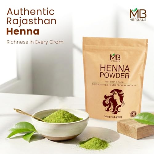 MB Herbals 100% Pure Henna Powder 8 oz - Natural Orange-Red Hair Color