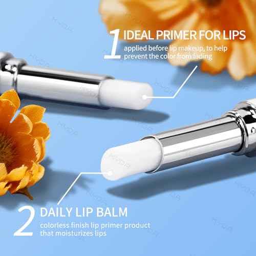 KYDA 2 Pcs Lip Primer, Colorless Tint, Smoothes and Refines Lips, Moisturizing Primer for Lips, Sheer Lightweight Lip Base, Lipstick Primer & Daily Lips Balm