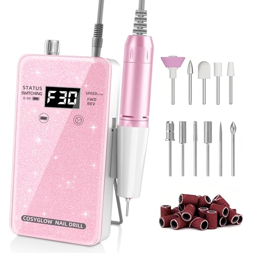 Portable Electric Nail Drill Kit - 30000 RPM Rechargeable E-File with 11 Bits