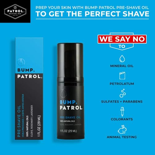 Bump Patrol Pre Shave Oil for Men with Natural Essential Oils ? Smooth Razor Glide, Face and Head Shaving Prep, Lightweight Travel Size Pre Shave for Men - 1 oz (Pack of 1)