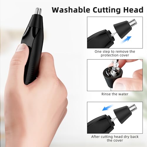 Nose Hair Trimmers for Men,Rechargeable Eyebrow Trimmer 2 in 1 Painless Multifunctional Ear and Nose Hair Trimmer with Dual Edge Blades Portable Design (Black)