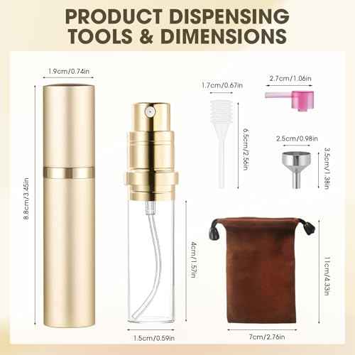 2PCS Perfume Travel Refillable Bottle, 5ml Cologne Travel Bottle, Atomizer Sprayer for Perfume, Mini Cologne Dispenser Empty Fragrance Spray for Women, Men, Gift (Cham Gold & Rose Gold)