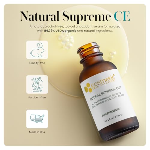 Natural Supreme CE ? 15% Vitamin C Face Serum with Vitamin E, Aloe Vera & Organic Extracts ? Hydrating and Firming Antioxidant Serum for Smooth, Radiant Looking Skin ? 1 fl oz