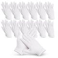 White Cloth Inspection Gloves, 12 Pairs - Soft Breathable Stretch (Size L)