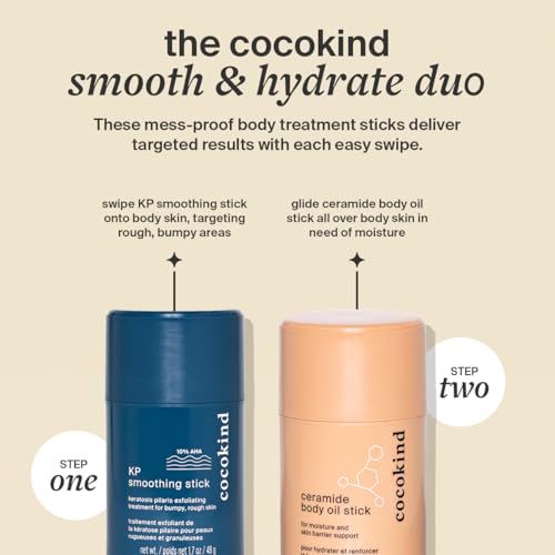 Cocokind KP Smoothing Stick, Mess-Free Keratosis Pilaris Bump Body Scrub, All Skin Types including Sensitive Skin, Fragrance Free, Cruelty Free, Vegan, 1.7 oz