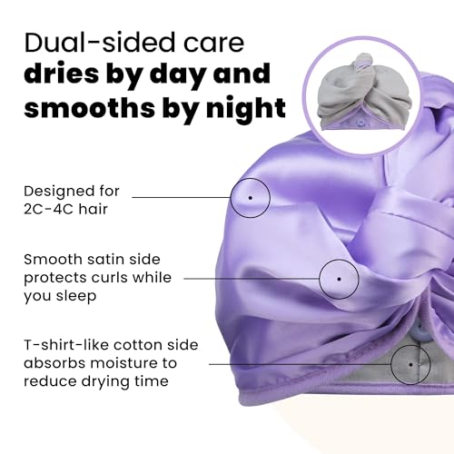Tangle Teezer Ultimate Curl Care Bundle, Detangler Brush for Curly & Coily Hair + Double-Sided Hair Towel Wrap for Frizz Control & Curl Protection