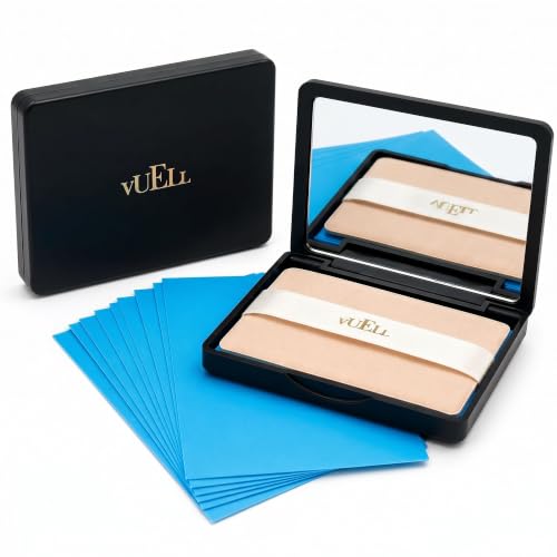 Oil Blotting Sheets Compact with Mirror & Puff – 100 Sheets