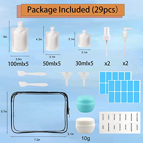 TSA Approved Travel Pouches - 15 Refillable Containers Set