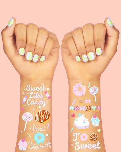 xo, Fetti Donut Temporary Tattoos - 50 Iridescent Designs