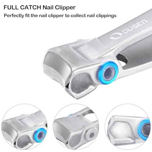 Nail Clippers with Full Catcher, Professional Anti Splash Nail Clipper for Men & Women, Wide Jaw Toenail Clippers for Seniors Thick Nails, Adult Toe Nail Clipper Fingernail Cutter Catch All Clippings