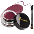 QHOSIULI Burgundy Waterproof Gel Eyeliner & Eyeshadow 2-in-1 Cream Pot - Long-Lasting, Smudge-Resistant, Matte Waterline Makeup with Brush