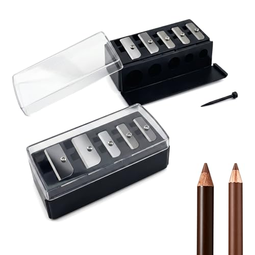 5-Hole Makeup Pencil Sharpener 2-Pack for Eyeliner, Brow & Lip Liners