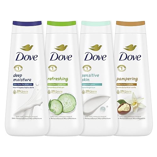 Dove Body Wash Deep Moisture, Sensitive Skin, Cucumber and Green Tea, Shea Butter and Vanilla Collection with Pump Deep Moisture 30.6 oz Moisturizing Skin Cleansers