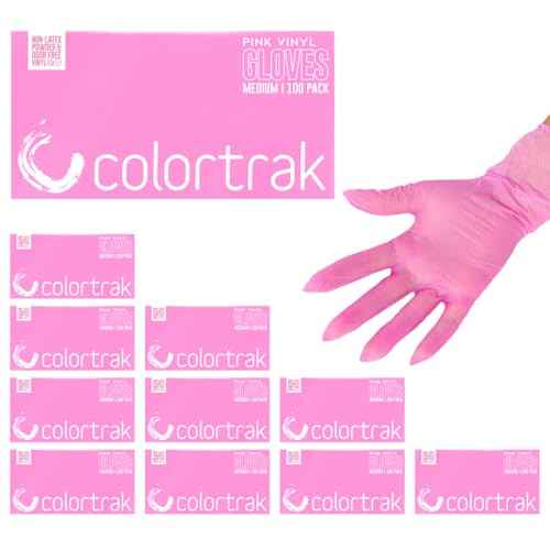 Colortrak Pink Disposable Powder Free Vinyl Gloves, Single-Use, Latex-Free