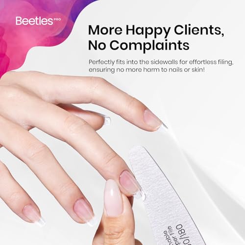 Beetles Pro 120-Pcs Nail File ? Professional 100/180 Grit Double Sided Emery Board Nail Files Washable Shaper Files for Acrylic, Gel & Natural Nails ? Salon Quality Manicure Tool