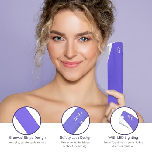 Electric Dermaplaning Tool with LED Light and 3 Speeds - Face Razor for Skin Exfoliation
