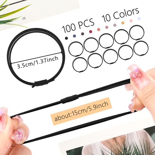 Unaone 100 PCS Hair Ties, Elastic Hair Band for Girls Women Men, No Damage Hair Accessories for Thick/Thin/Long/Curly Hair, Suitable for All Hairstyles