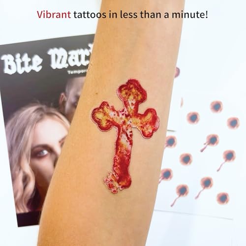 Vampire Bite Mark Temporary Tattoos – 4pk Halloween Costume Kit