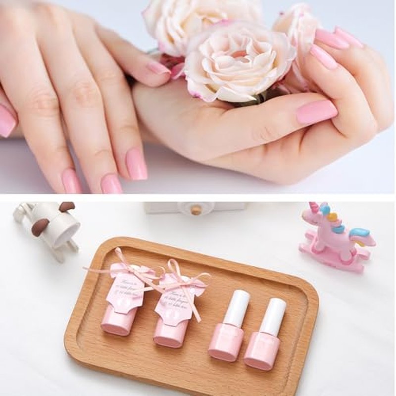 48 Set Pink Baby Shower Favors Mini Nail Polish Bulk Gender Reveal Party Favors for Guests Party Supply Souvenir Return Gifts Thank You Gifts with Card Organza Bags Ribbon Quick Dry
