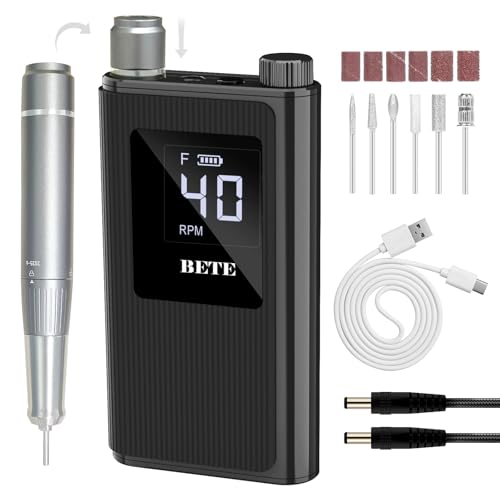 BETE Professional 40000 RPM Cordless Nail Drill Kit with 6 Bits