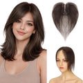 TESS Human Hair Toppers for Women - Clip-In Bangs, 11 Inch Dark Brown