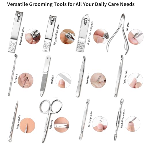 12-Piece Stainless Steel Manicure Set with Travel Case