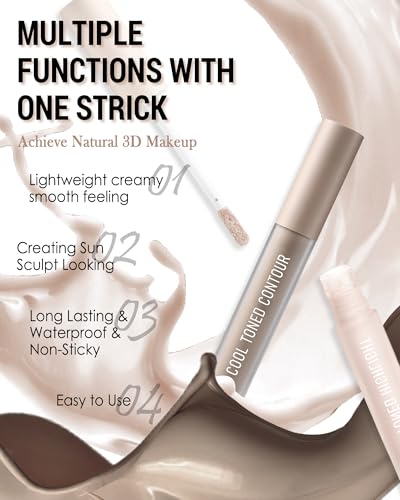 Cream Contour Stick Duo - Cool Grey & Beige Highlighter