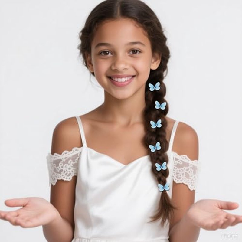 30-Piece Mini Light Blue Butterfly Hair Clips for Girls & Women