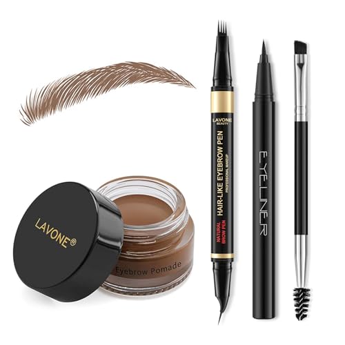 LAVONE Waterproof Eyebrow Pen Kit with Pomade & Brush