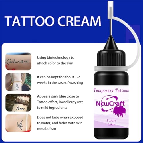 Temporary Tattoo Kit with 102 Stencils & 3 Brown Ink Bottles