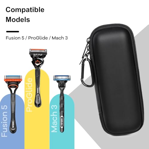 Razor Travel Case for Gillette Fusion5, Mach3, ProGlide Shield Men's Razor & Harrys, Shockproof Waterproof Case
